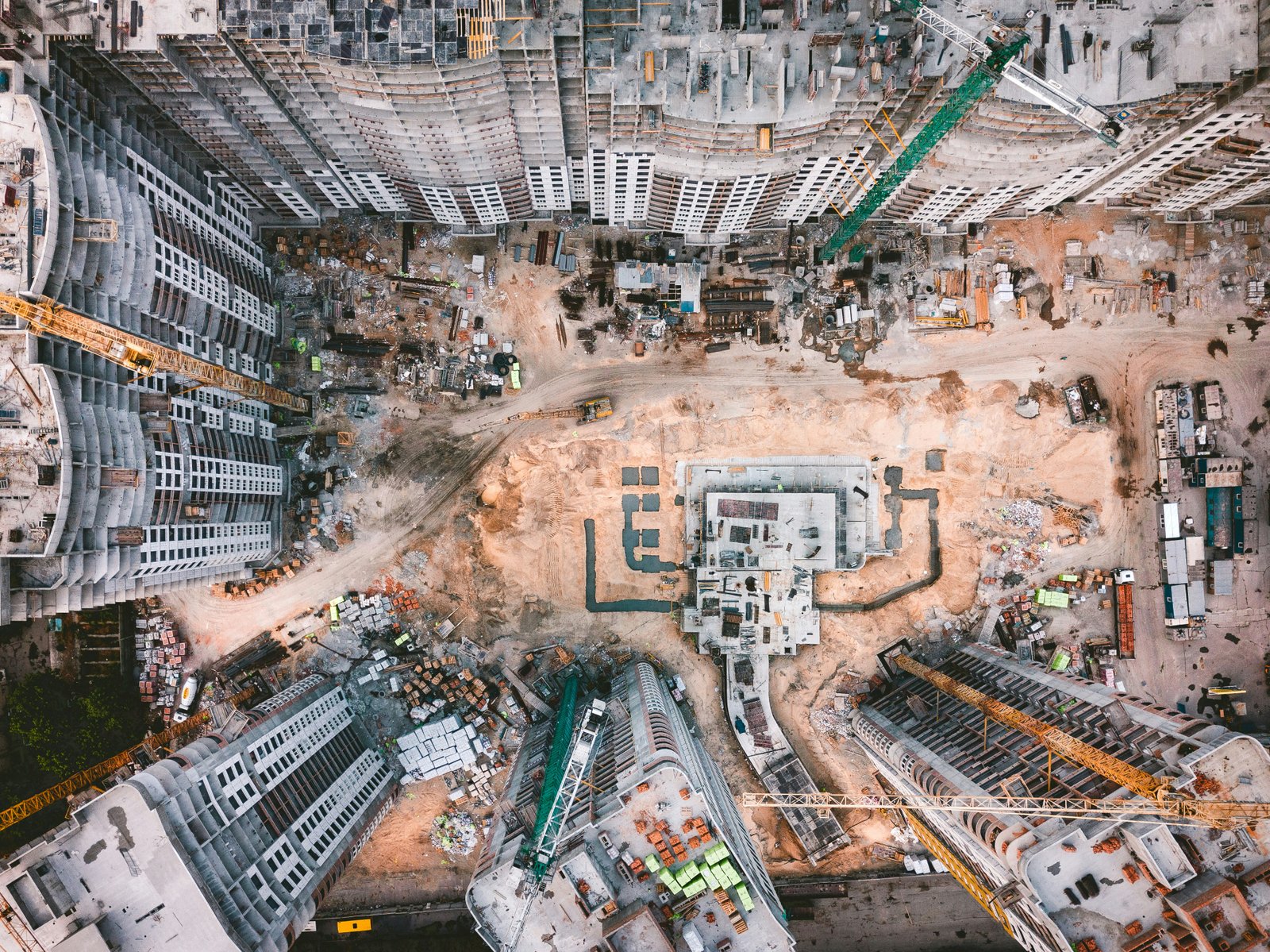 Aerial construction site overview for progress reporting